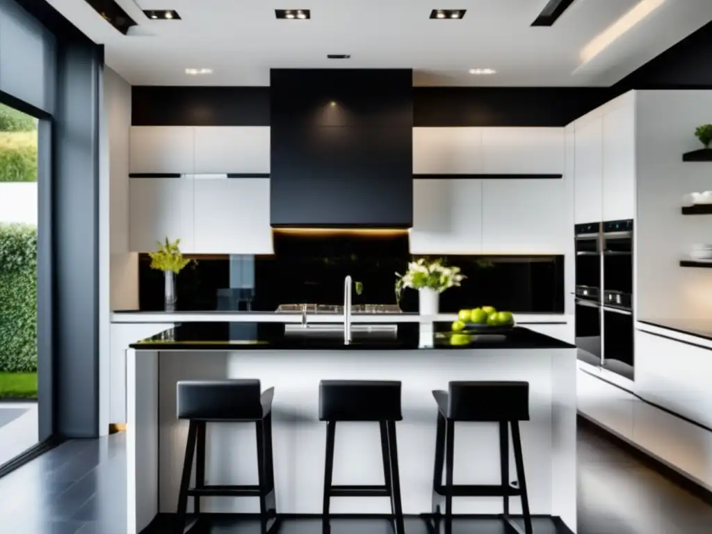 Cocina de lujo en blanco y negro: Elegancia atemporal