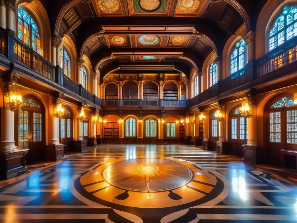 Biblioteca antigua en palacio histórico con encanto y belleza arquitectónica