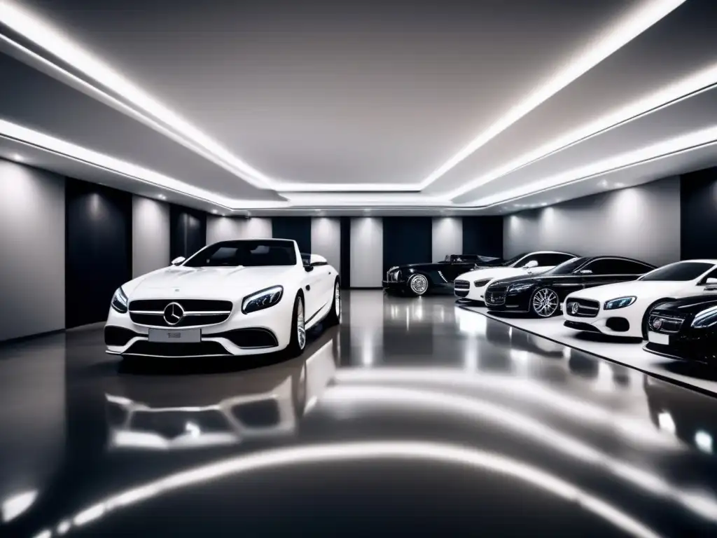 Garaje subterráneo de lujo en propiedad opulenta con impresionante colección de vehículos de alta gama