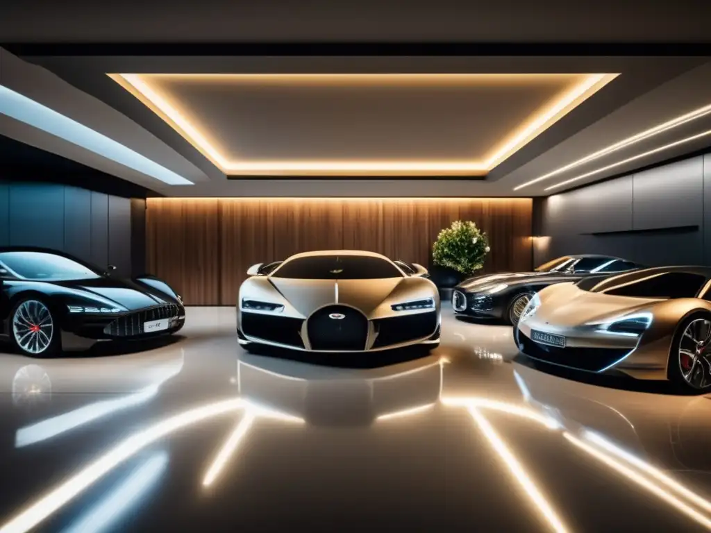 Garaje de lujo en propiedad opulenta: diseño moderno, seguridad avanzada y elegancia en cada detalle