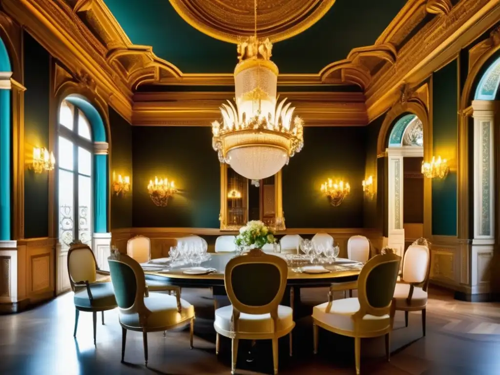 Comedor opulento en Villa Leopolda: lujo, sofisticación y elegancia