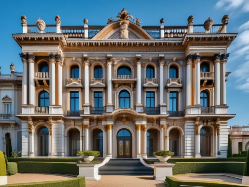 Viaje en el Tiempo: Mansión Renacentista, detalle arquitectónico, jardines exquisitos, ventanales y esculturas