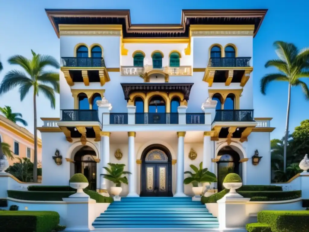 Mansión Versace: Un icono de lujo y arquitectura en un cielo azul claro