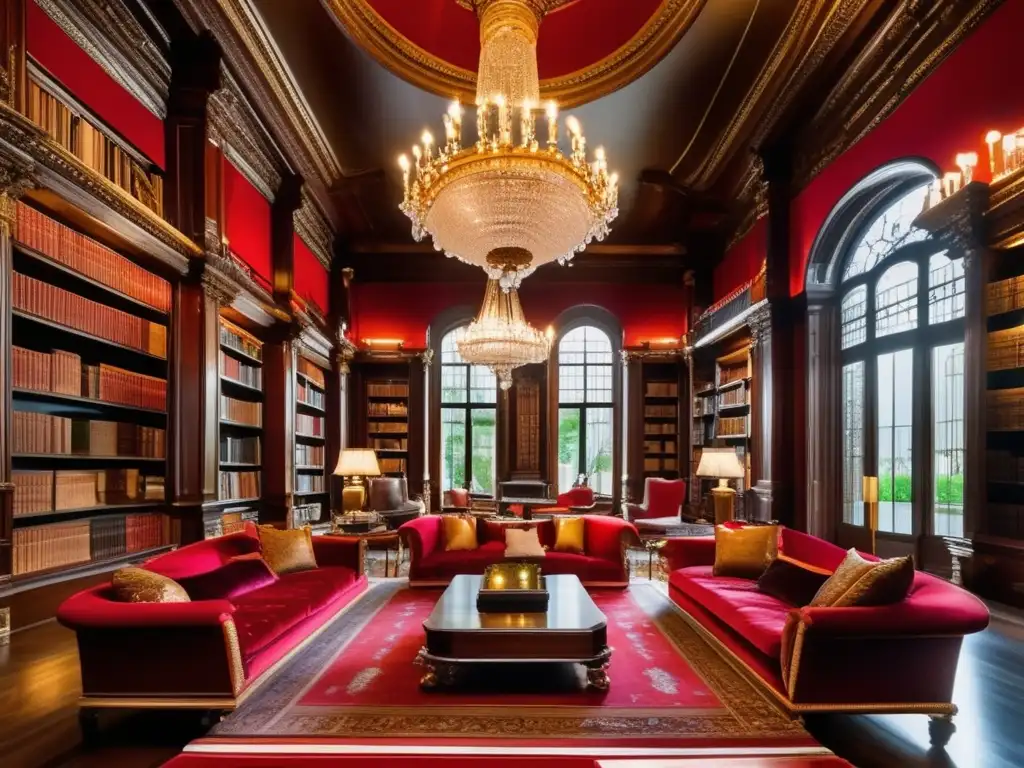 Un recorrido visual por bibliotecas lujosas, con detalles arquitectónicos opulentos y ambientes elegantes