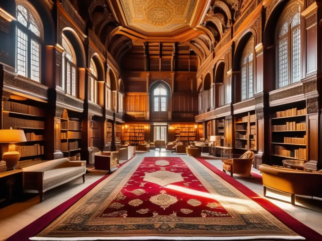 Biblioteca antigua en palacio histórico: opulencia y elegancia