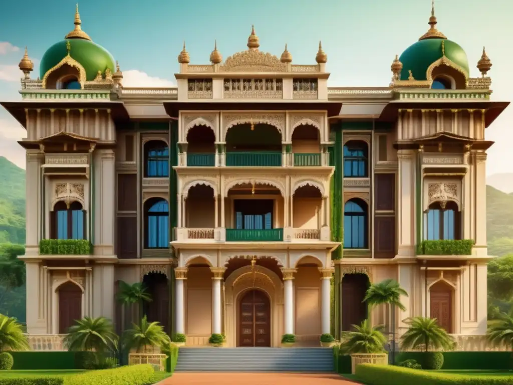 Palacete histórico: opulencia y detalles arquitectónicos en una imagen de 8k