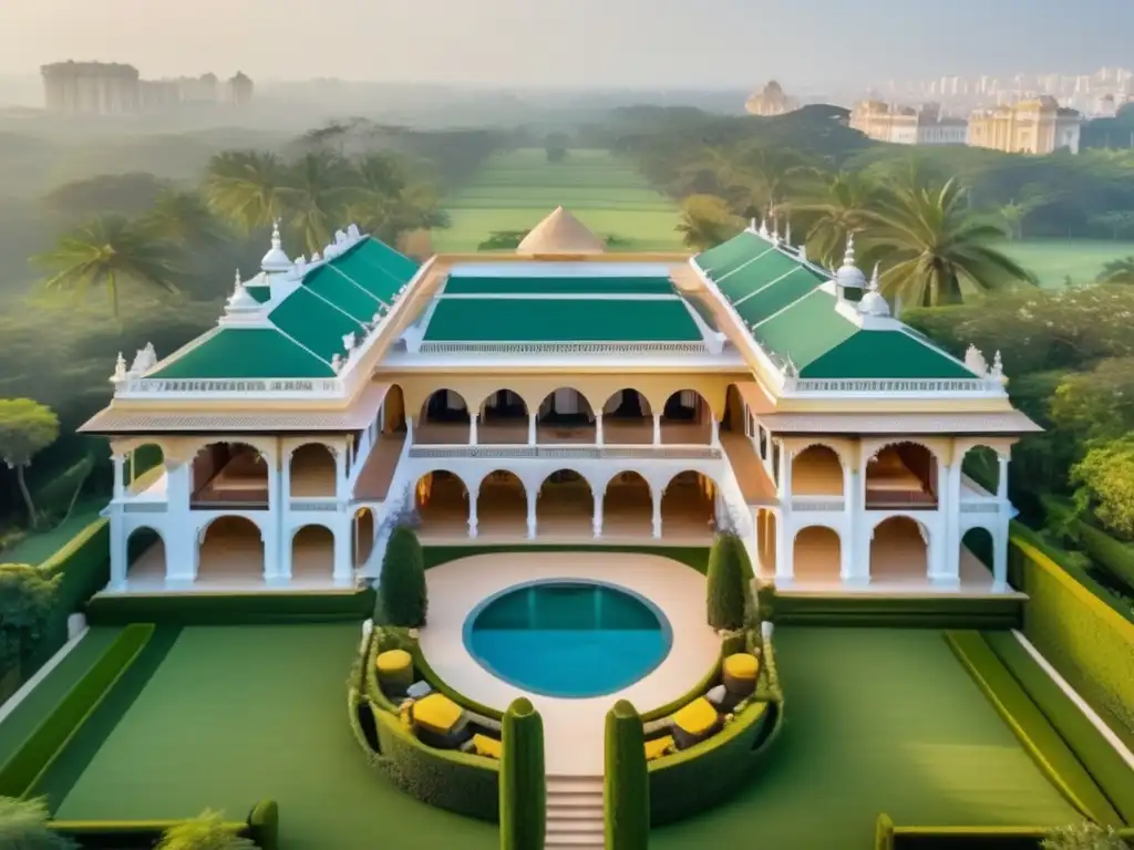 Palacete histórico: opulencia y encanto en jardines exuberantes