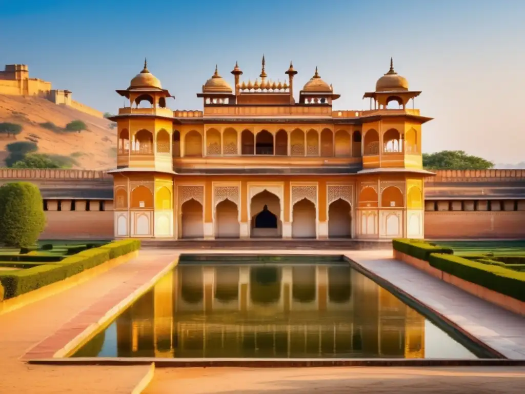 Palacio Amber en Jaipur, India: majestuoso, dorado, histórico, con arquitectura Mughal y frescos vibrantes