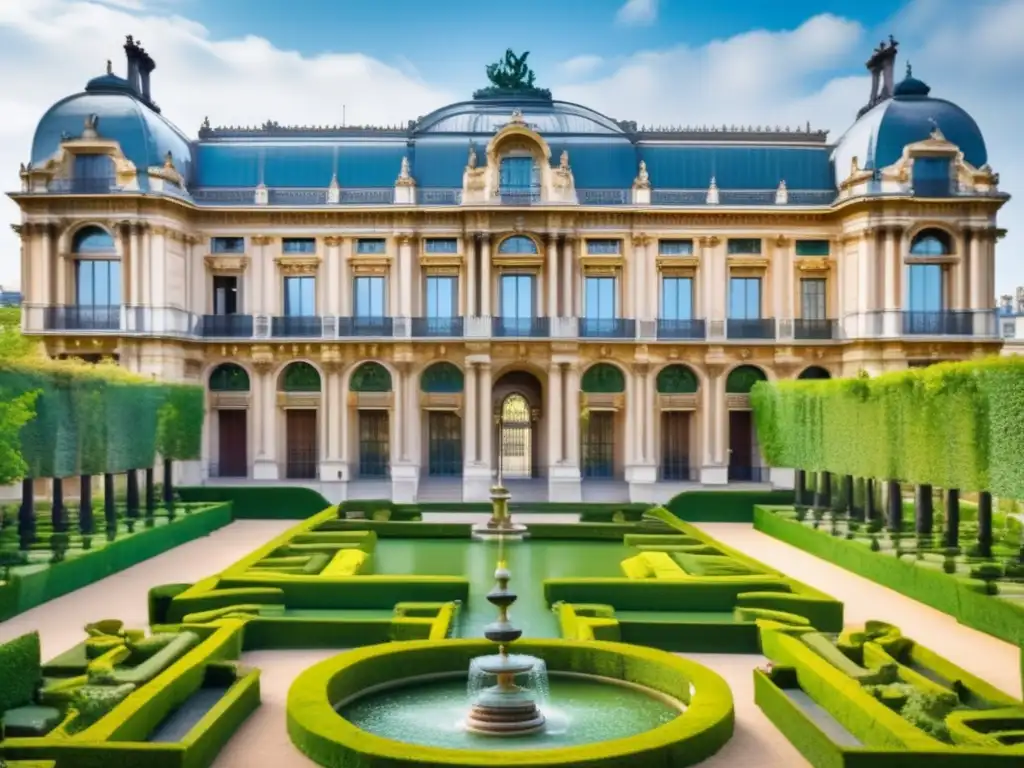 Palacio histórico en jardines verdes - Pabellón de las Tullerías en París, Francia