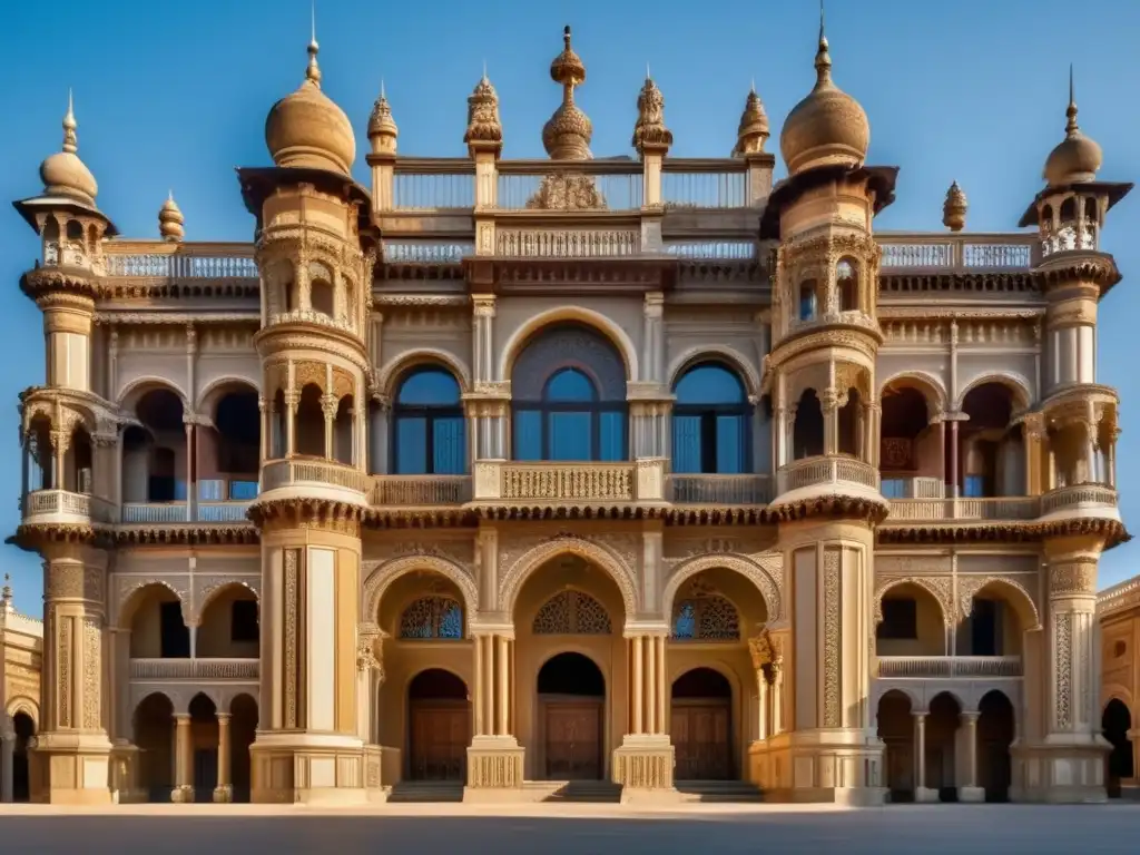 Un majestuoso palacio histórico, símbolo de opulencia y herencia, rodeado de jardines exuberantes