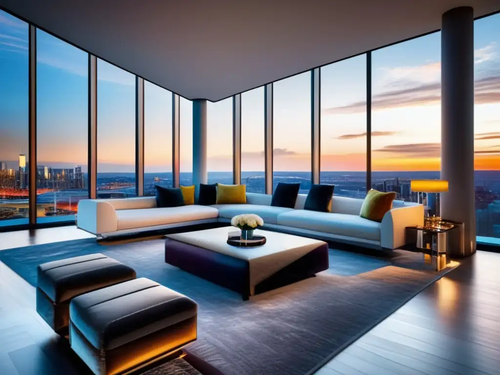 Penthouse moderno de lujo, vistas panorámicas de la ciudad