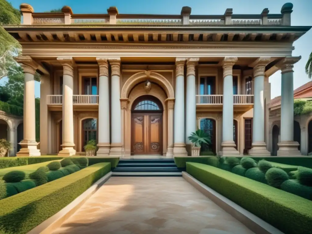 Propiedad histórica con detalles arquitectónicos y jardín elegante - Aspectos Legales de la Compra de una Propiedad Histórica