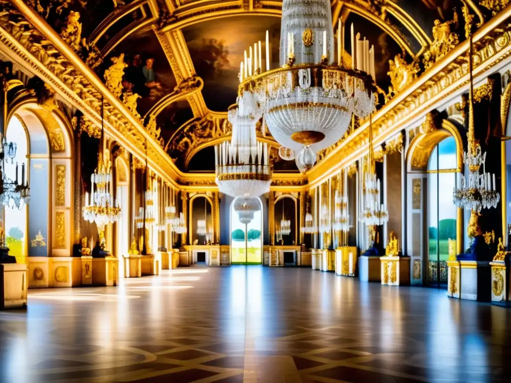 Imagen del majestuoso Salón de los Espejos en el Palacio de Versalles, Francia