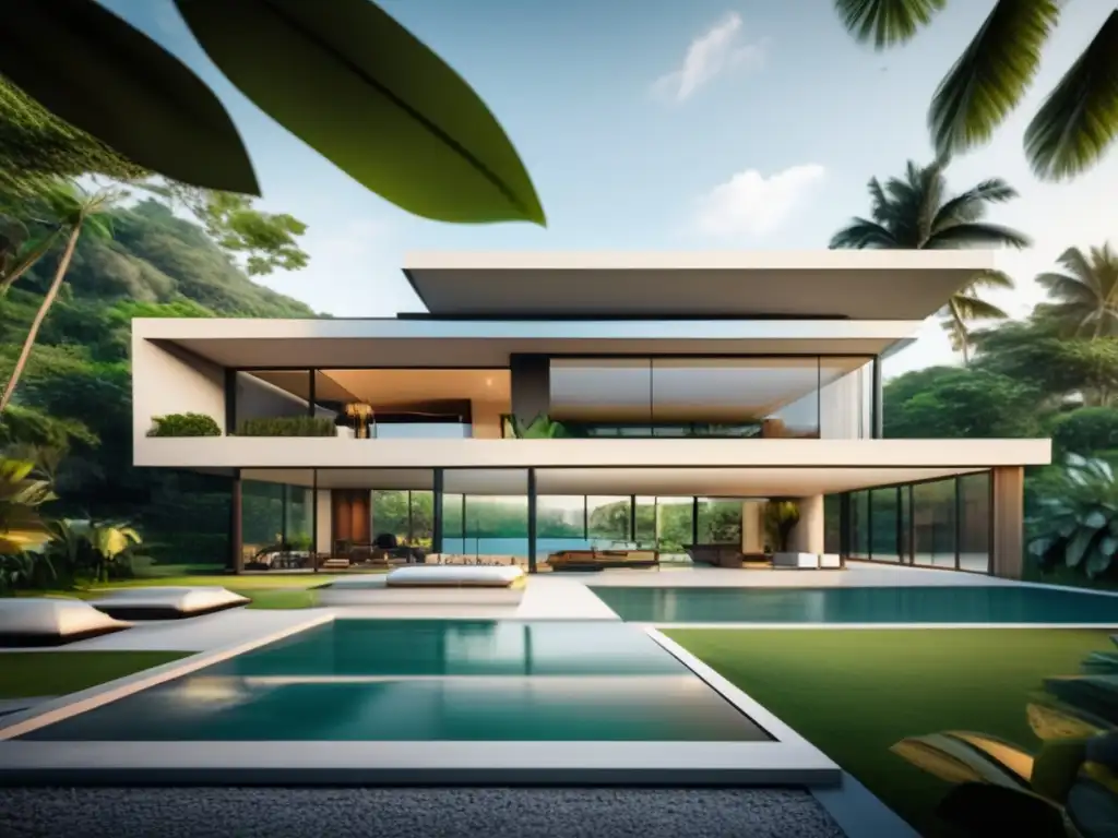 Villa moderna con estilo audaz en un exuberante paisaje tropical